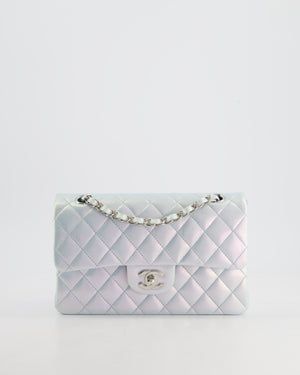 *UNICORN* Chanel Iridescent Ice Blue Small Classic Double Flap Bag in Lambskin Leather with Silver Hardware RRP £8,380