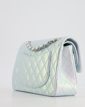 *UNICORN* Chanel Iridescent Ice Blue Small Classic Double Flap Bag in Lambskin Leather with Silver Hardware RRP £8,380