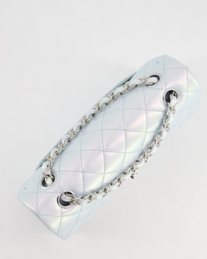 *UNICORN* Chanel Iridescent Ice Blue Small Classic Double Flap Bag in Lambskin Leather with Silver Hardware RRP £8,380