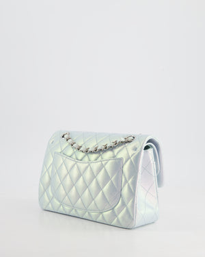 *UNICORN* Chanel Iridescent Ice Blue Small Classic Double Flap Bag in Lambskin Leather with Silver Hardware RRP £8,380