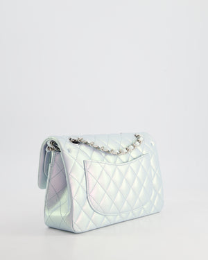 *UNICORN* Chanel Iridescent Ice Blue Small Classic Double Flap Bag in Lambskin Leather with Silver Hardware RRP £8,380