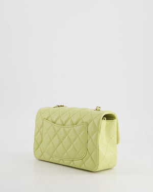 Chanel Pastel Lime Green Mini Rectangular Classic Flap Bag in Lambskin Leather with Champagne Gold Hardware