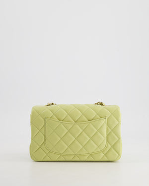 Chanel Pastel Lime Green Mini Rectangular Classic Flap Bag in Lambskin Leather with Champagne Gold Hardware