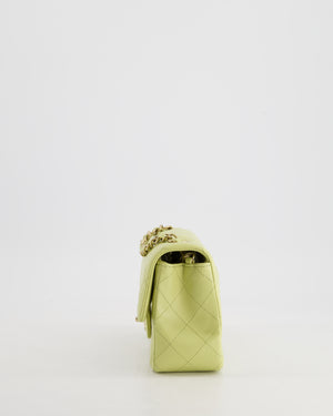 Chanel Pastel Lime Green Mini Rectangular Classic Flap Bag in Lambskin Leather with Champagne Gold Hardware