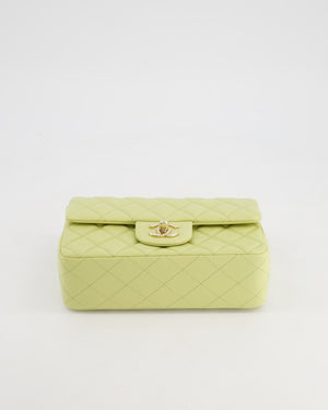 Chanel Pastel Lime Green Mini Rectangular Classic Flap Bag in Lambskin Leather with Champagne Gold Hardware