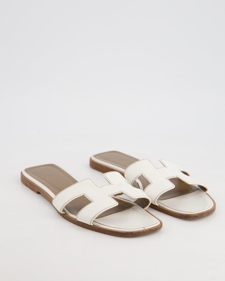 Hermès White Leather Oran Sandals Size EU 40 RRP £610