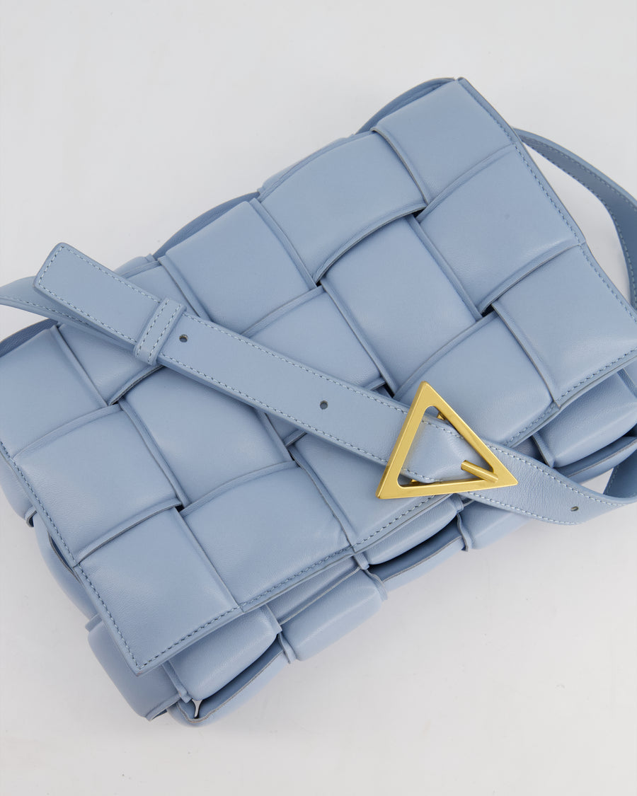 *HOT COLOUR & FIRE PRICE* Bottega Veneta Sky Blue Padded Cassette Bag with Gold Hardware RRP £2,780