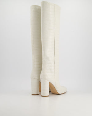 Paris Texas White Crocodile Effect Leather Knee High Boots Size EU 39.5