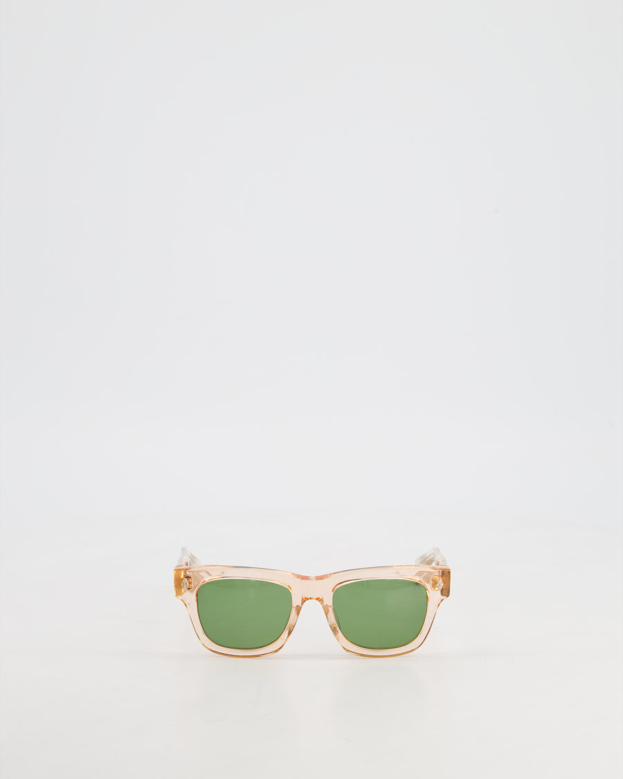 Chrome Hearts Pink Square Sunglasses with Gold Logo Detail