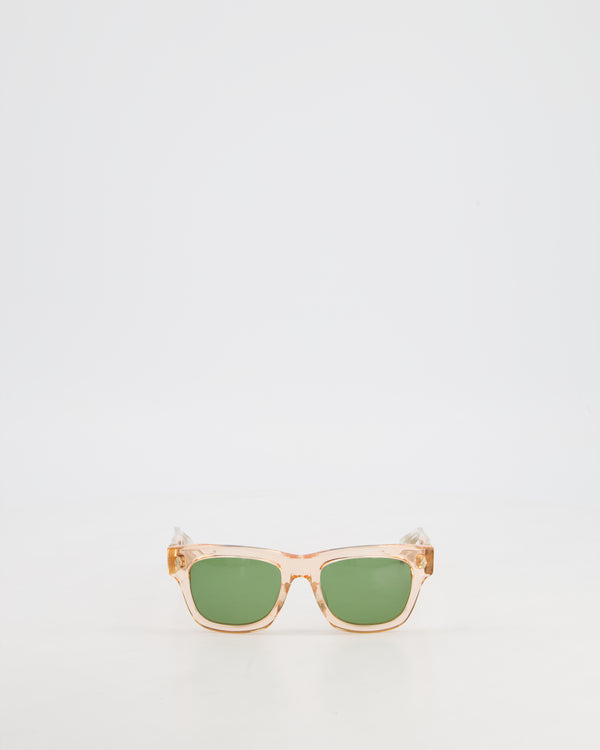 Chrome Hearts Pink Square Sunglasses with Gold Logo Detail