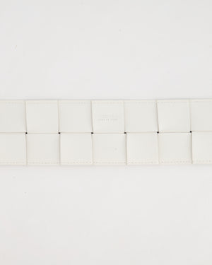 Bottega Veneta White Intrecciato Belt with Gold Triangle Buckle RRP £620