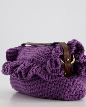 Fendi Fall 2005 Purple Crochet Chef Flap Bag with Gold Hardware