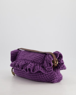 Fendi Fall 2005 Purple Crochet Chef Flap Bag with Gold Hardware