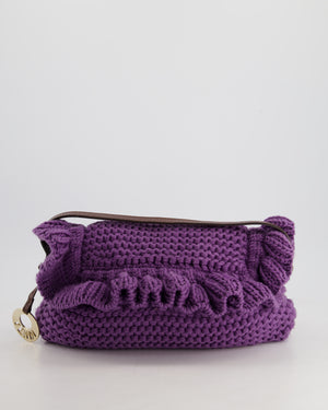 Fendi Fall 2005 Purple Crochet Chef Flap Bag with Gold Hardware