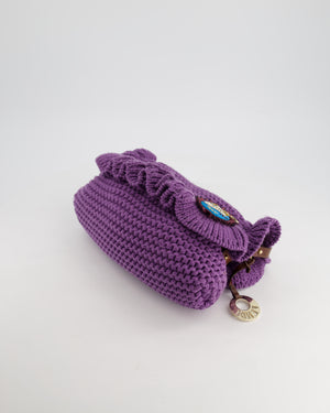 Fendi Fall 2005 Purple Crochet Chef Flap Bag with Gold Hardware