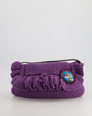 Fendi Fall 2005 Purple Crochet Chef Flap Bag with Gold Hardware