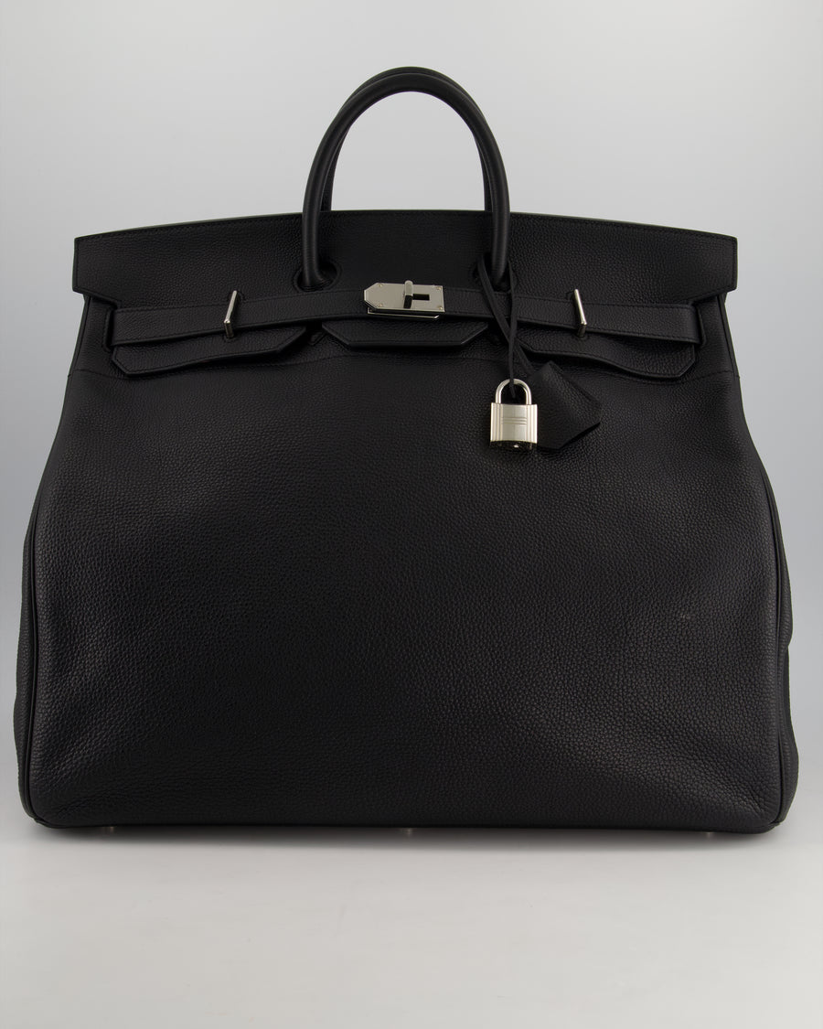 Hermès HAC 50 in Black Retourné Togo Leather with Palladium Hardware