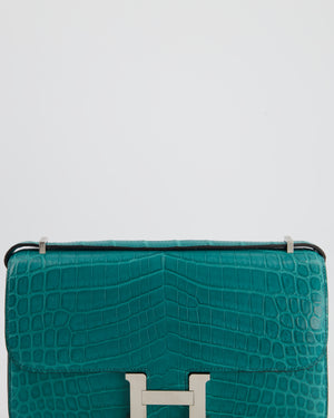 *FIRE PRICE* Hermès Constance Elan 25cm in Blue Paon Matte Alligator with Palladium Hardware