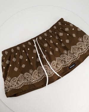 Miu Miu Brown Paisley Print Mini Beach Skirt with Logo Detail Size IT 42 (UK 10)