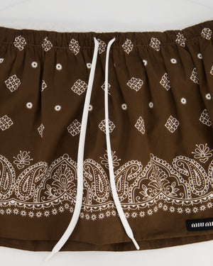 Miu Miu Brown Paisley Print Mini Beach Skirt with Logo Detail Size IT 42 (UK 10)