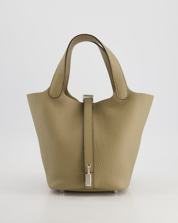 *HOT* Hermès Picotin Bag 18cm in Beige Marfa Clemence Leather with Palladium Hardware