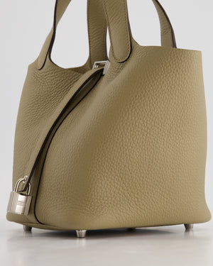 *HOT* Hermès Picotin Bag 18cm in Beige Marfa Clemence Leather with Palladium Hardware