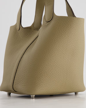 *HOT* Hermès Picotin Bag 18cm in Beige Marfa Clemence Leather with Palladium Hardware