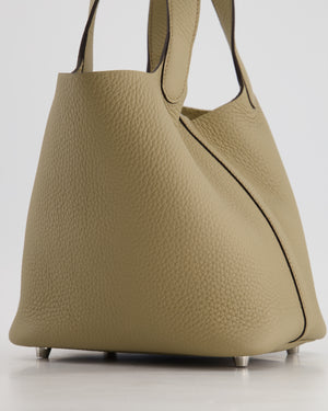 *HOT* Hermès Picotin Bag 18cm in Beige Marfa Clemence Leather with Palladium Hardware