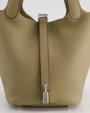 *HOT* Hermès Picotin Bag 18cm in Beige Marfa Clemence Leather with Palladium Hardware