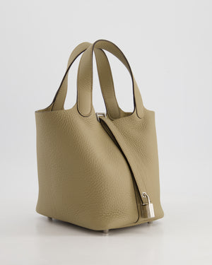 *HOT* Hermès Picotin Bag 18cm in Beige Marfa Clemence Leather with Palladium Hardware