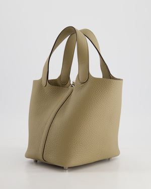 *HOT* Hermès Picotin Bag 18cm in Beige Marfa Clemence Leather with Palladium Hardware