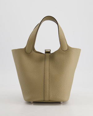 *HOT* Hermès Picotin Bag 18cm in Beige Marfa Clemence Leather with Palladium Hardware