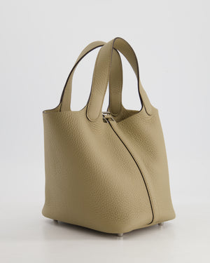 *HOT* Hermès Picotin Bag 18cm in Beige Marfa Clemence Leather with Palladium Hardware