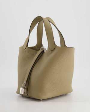 *HOT* Hermès Picotin Bag 18cm in Beige Marfa Clemence Leather with Palladium Hardware