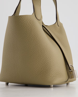 *HOT* Hermès Picotin Bag 18cm in Beige Marfa Clemence Leather with Palladium Hardware