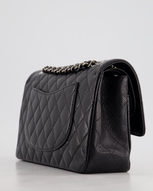 Chanel Medium Black Classic Double Flap Bag in Caviar Leather with Silver Hardware