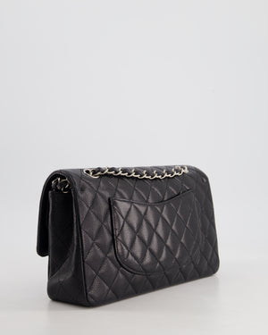 Chanel Medium Black Classic Double Flap Bag in Caviar Leather with Silver Hardware