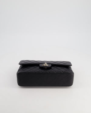 Chanel Medium Black Classic Double Flap Bag in Caviar Leather with Silver Hardware