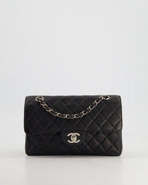 Chanel Vintage Black Small Classic Double Flap Bag in Caviar Leather with Silver Hardware RRP - £8,850