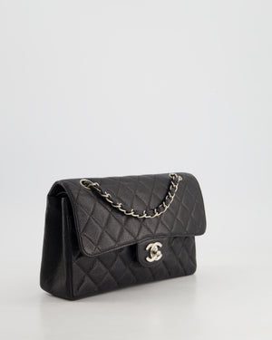 Chanel Vintage Black Small Classic Double Flap Bag in Caviar Leather with Silver Hardware RRP - £8,850