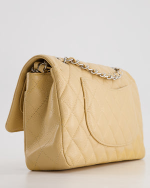 *FIRE PRICE* Chanel Beige Medium Classic Double Flap in Caviar Leather with Silver Hardware