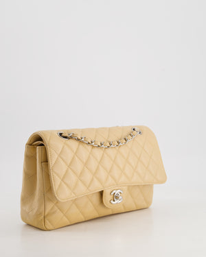 *FIRE PRICE* Chanel Beige Medium Classic Double Flap in Caviar Leather with Silver Hardware