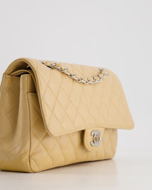 *FIRE PRICE* Chanel Beige Medium Classic Double Flap in Caviar Leather with Silver Hardware