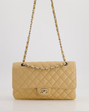 *FIRE PRICE* Chanel Beige Medium Classic Double Flap in Caviar Leather with Silver Hardware