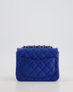 Chanel Electric Blue Square Mini Flap Bag in Lambskin Leather with Silver Hardware