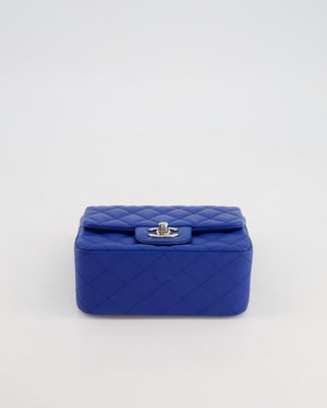 Chanel Electric Blue Square Mini Flap Bag in Lambskin Leather with Silver Hardware