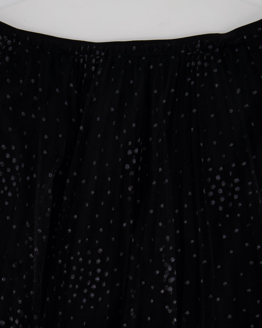 Red Valentino Black Polka Dot Tulle Maxi Skirt IT 44 (UK 12)