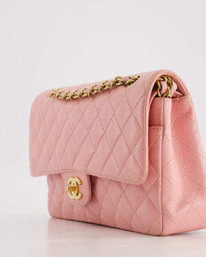 *HOT* Chanel Bubblegum Pink Vintage Classic Medium Double Flap Bag in Caviar Leather with 24K Gold Hardware