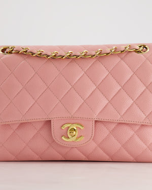 *HOT* Chanel Bubblegum Pink Vintage Classic Medium Double Flap Bag in Caviar Leather with 24K Gold Hardware