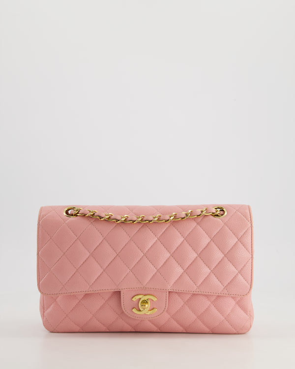 *HOT* Chanel Bubblegum Pink Vintage Classic Medium Double Flap Bag in Caviar Leather with 24K Gold Hardware